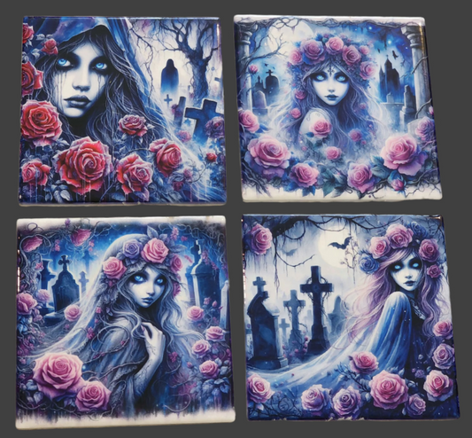 Coasters - Girl with Roses