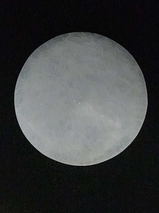 Satin Spar Selenite - Round cleansing plate - Flower